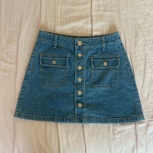Denim Button-Front Skirt